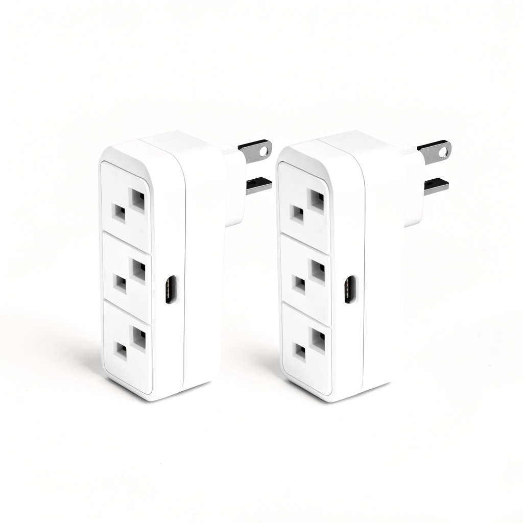 3-Outlet Wall Splitter with USB-C, 2-Pack